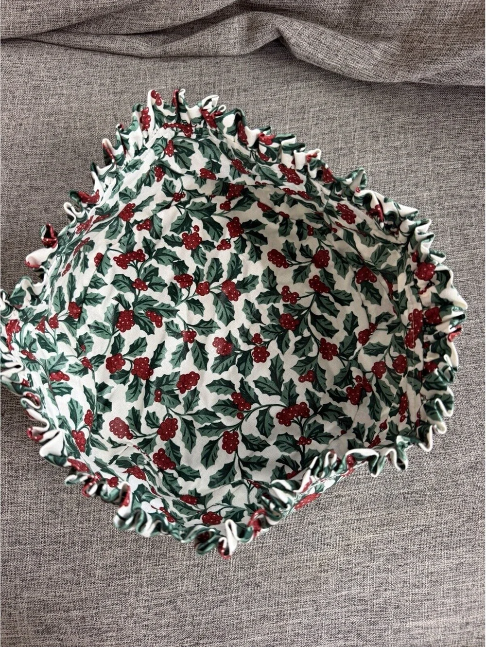 Longaberger Darning Basket Liner In Holly Pattern